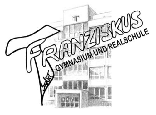 Bleistift-Zeichnung der Schulfassade und Schul-Logo